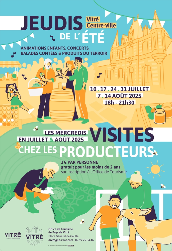 Affiche 2025 Jeudis de l'Eté - Visites chez les Producteurs - Office de Tourisme du Pays de Vitré