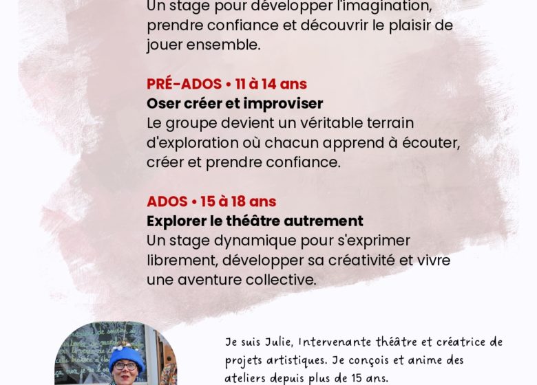 Stage Théatre Enfants.Pré-ados.Ados